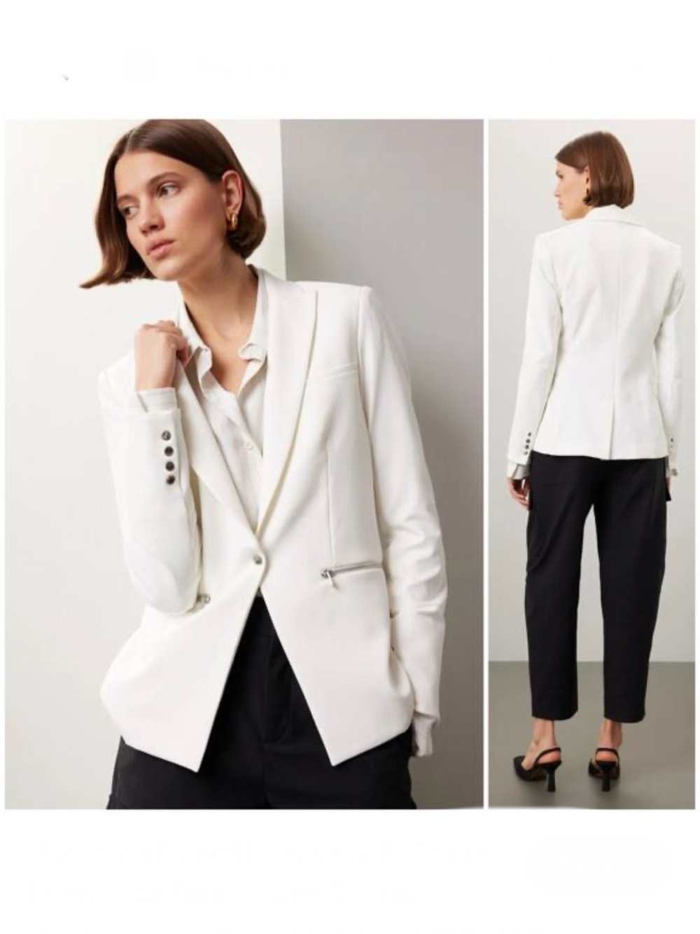 Veronica Beard Scuba Dickey Classic Blazer Jacket White Size 4 - Picture 2 of 12
